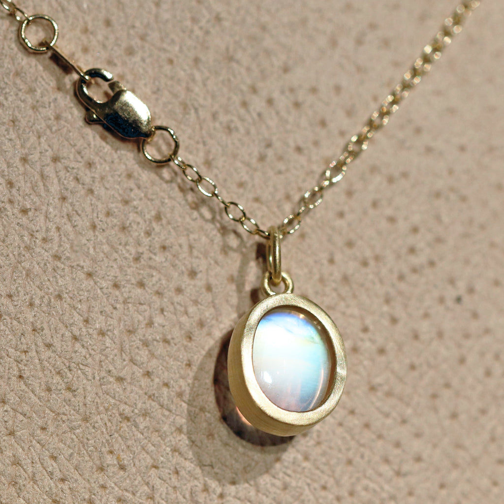 Monica Marcella Rainbow Moonstone Oval One of a Kind Drop Necklace Monica Marcella