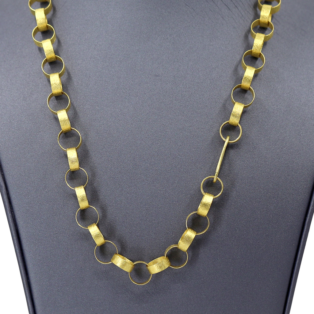 Petra Class Handmade 22k Gold Heavy Round Paper Chain Link Necklace Petra Class