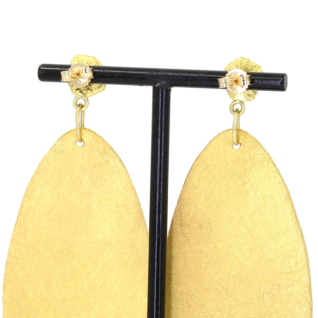 Petra Class Gold Sheet XL Dangle Lava Stud Drop Earrings Petra Class