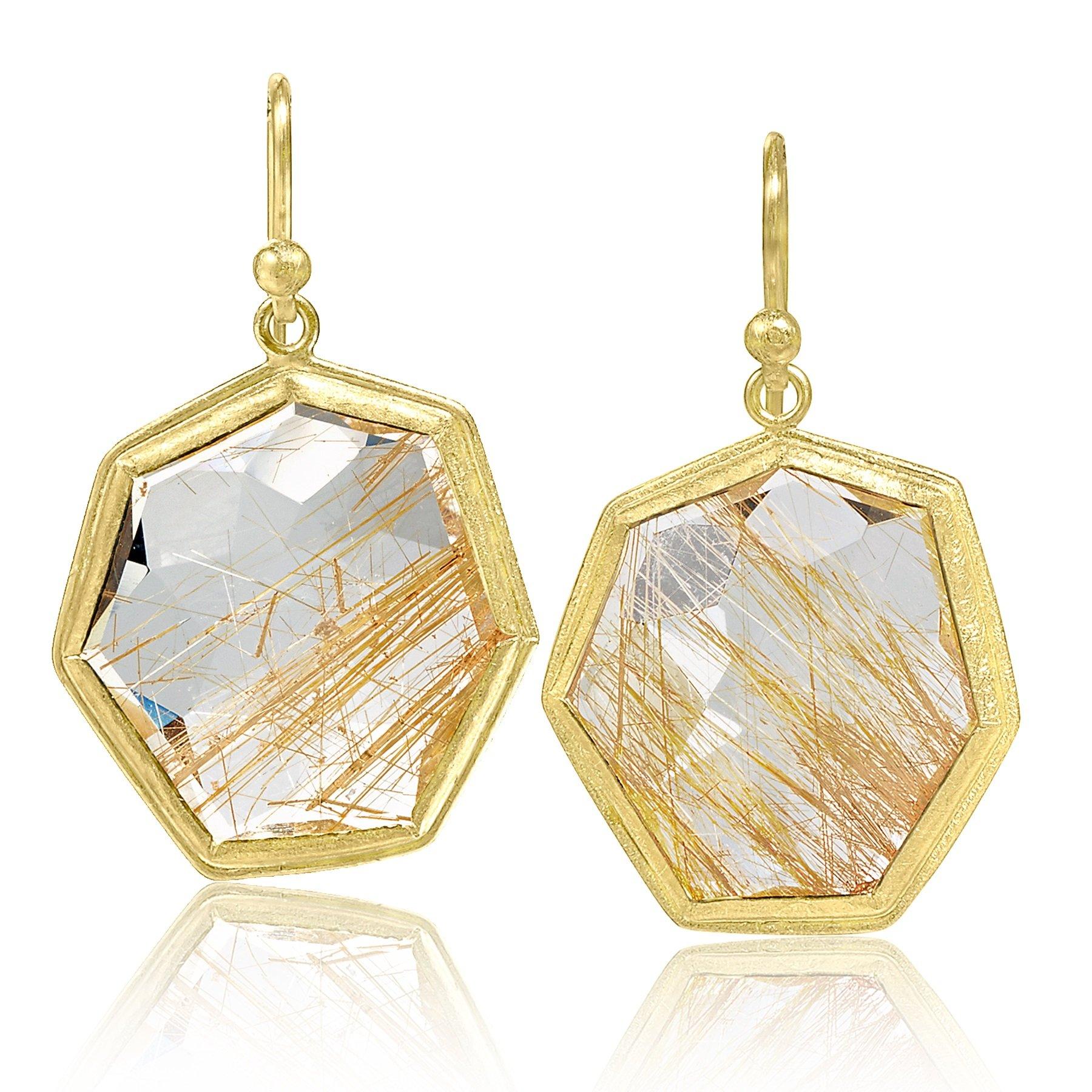 Petra Class Gold Sheet XL Dangle Lava Stud Drop Earrings