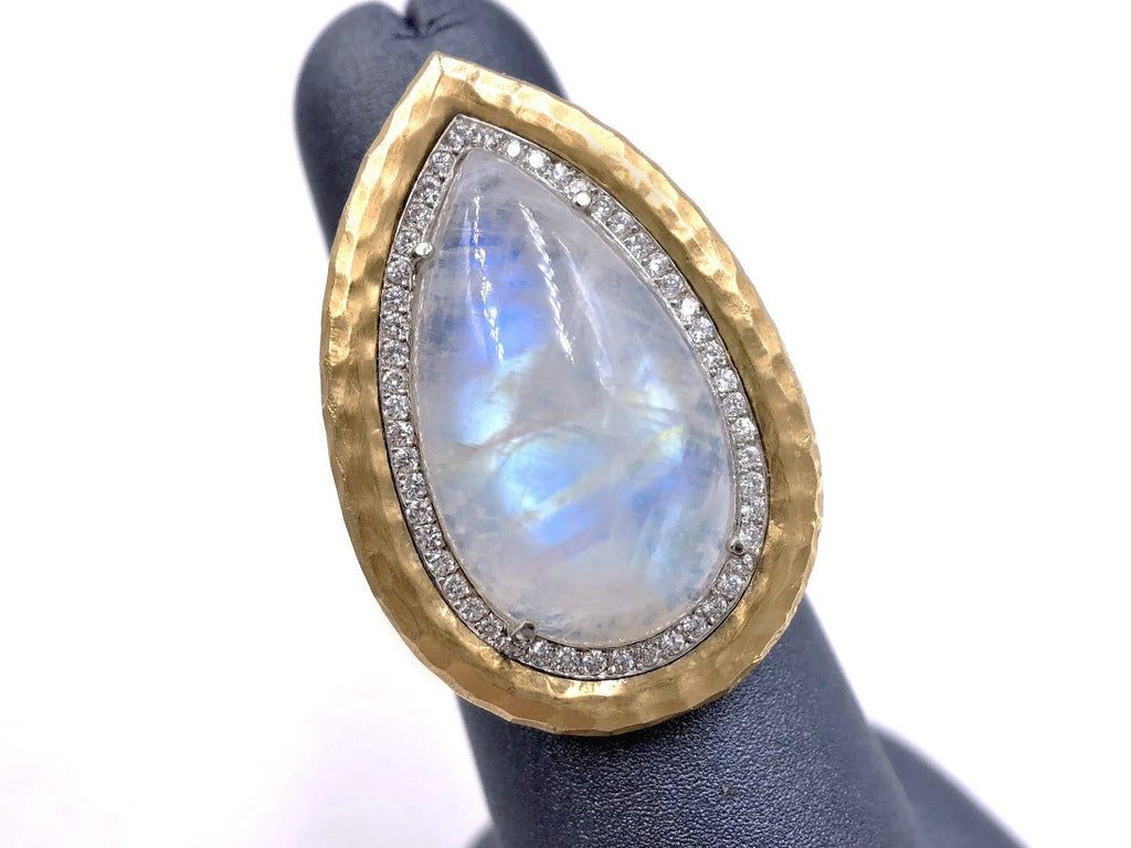 Pamela Froman Rainbow Moonstone White Diamond One of a Kind Empress Ring Pamela Froman