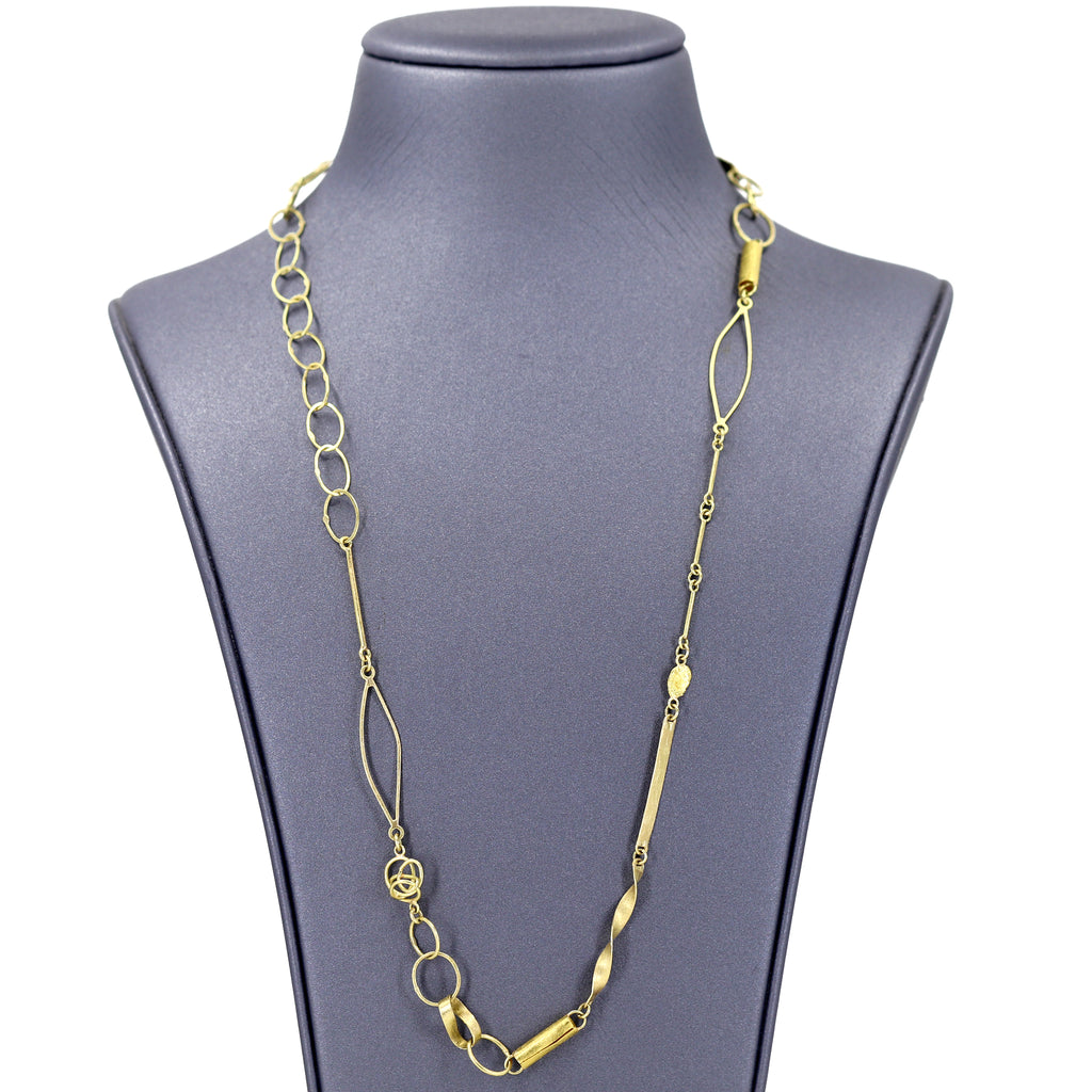 Petra Class Handmade High Karat Gold Mix 'n Mingle Chain Link Necklace Petra Class