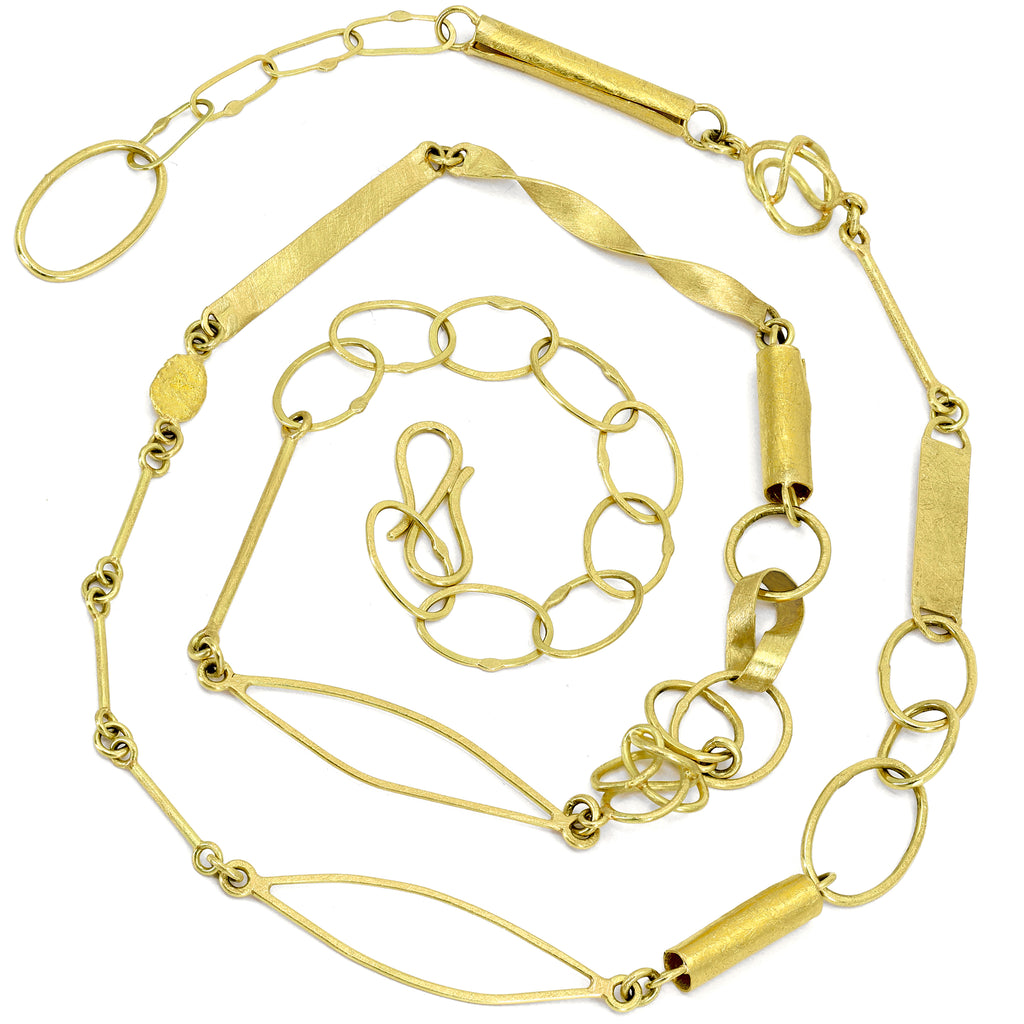 Petra Class Handmade High Karat Gold Mix 'n Mingle Chain Link Necklace Petra Class