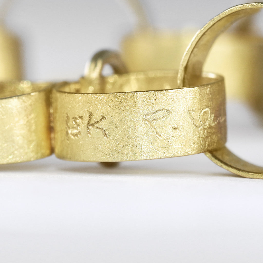Petra Class Handmade Heavy Round Paper Chain Gold Diamond Clasp Bracelet Petra Class