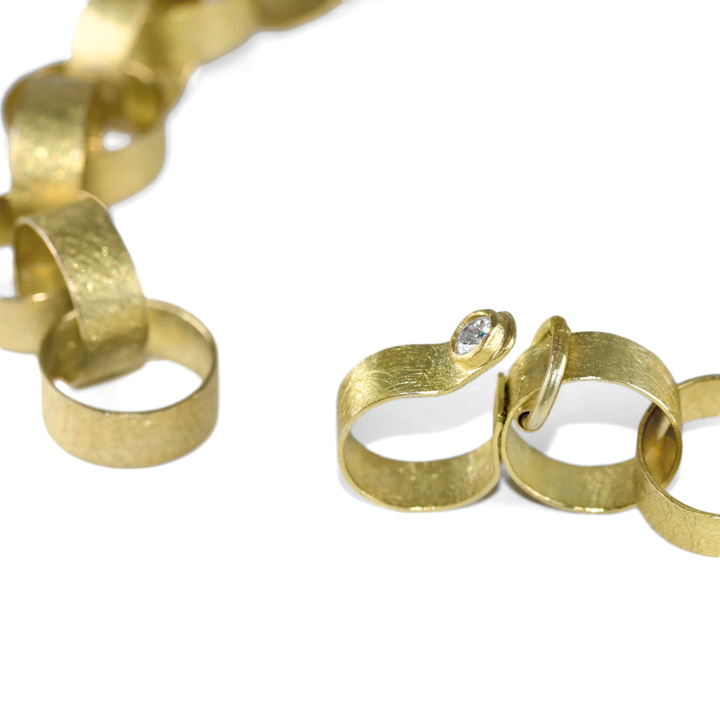 Petra Class Handmade Heavy Round Paper Chain Gold Diamond Clasp Bracelet Petra Class