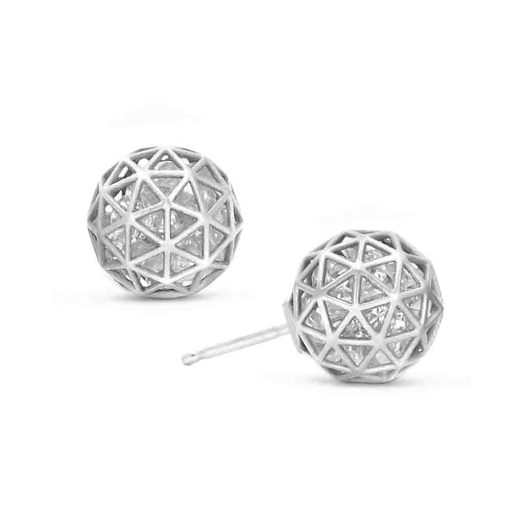 Roule and Co. Loose White Sapphire White Gold Shaker Stud Earrings Roule and Co.