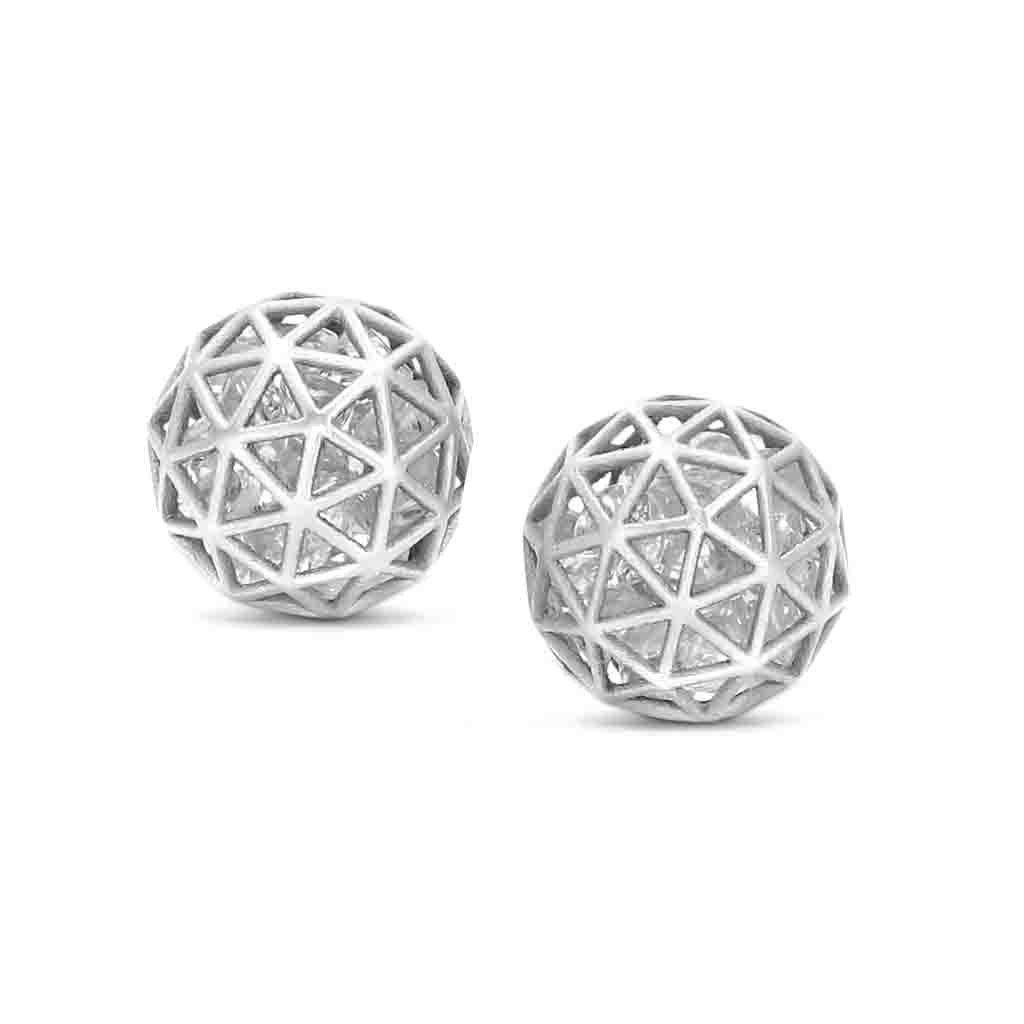 Roule and Co. Loose White Sapphire White Gold Shaker Stud Earrings Roule and Co.