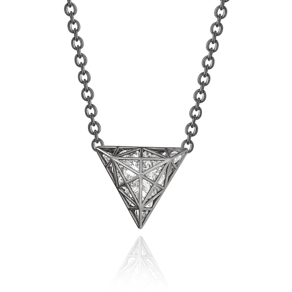 Roule and Co. Loose White Topaz Black Gold Triangle Shaker Necklace (Special Order) Roule and Co.