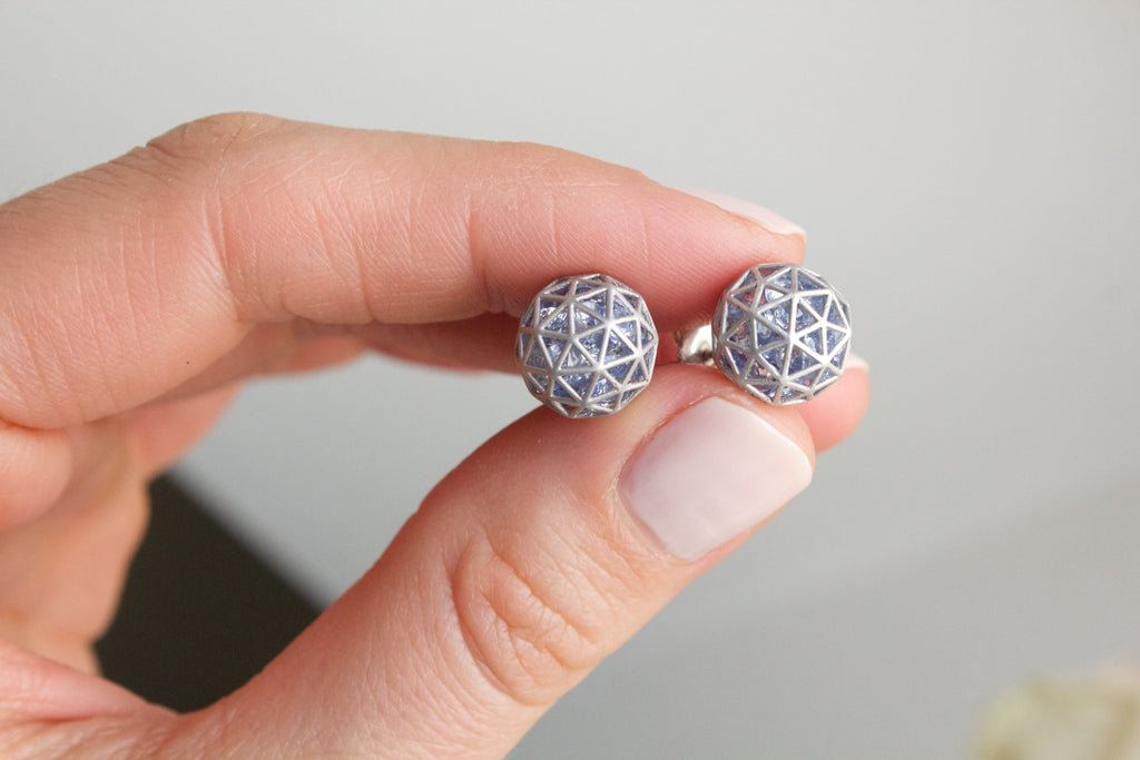 Roule and Co. Loose Blue Sapphire White Gold Large Shaker Stud Earrings Roule and Co.
