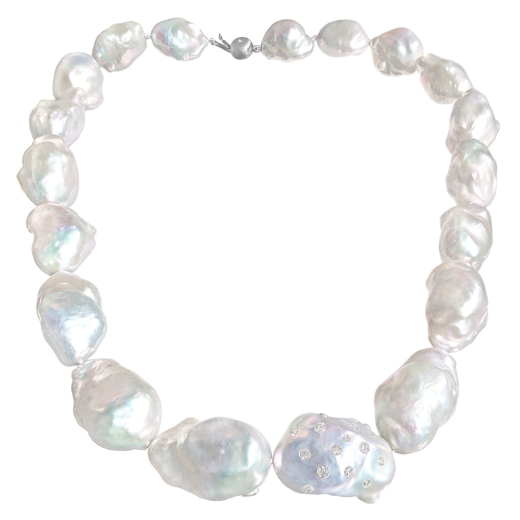 Russell Trusso White Diamond Rainbow White Freshwater Pearl