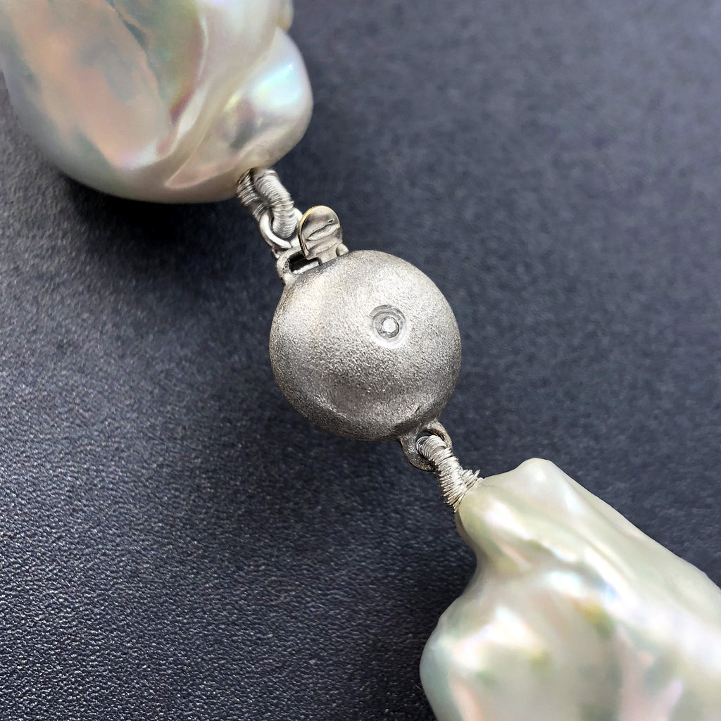 Russell Trusso White Diamond Rainbow White Freshwater Pearl Strand