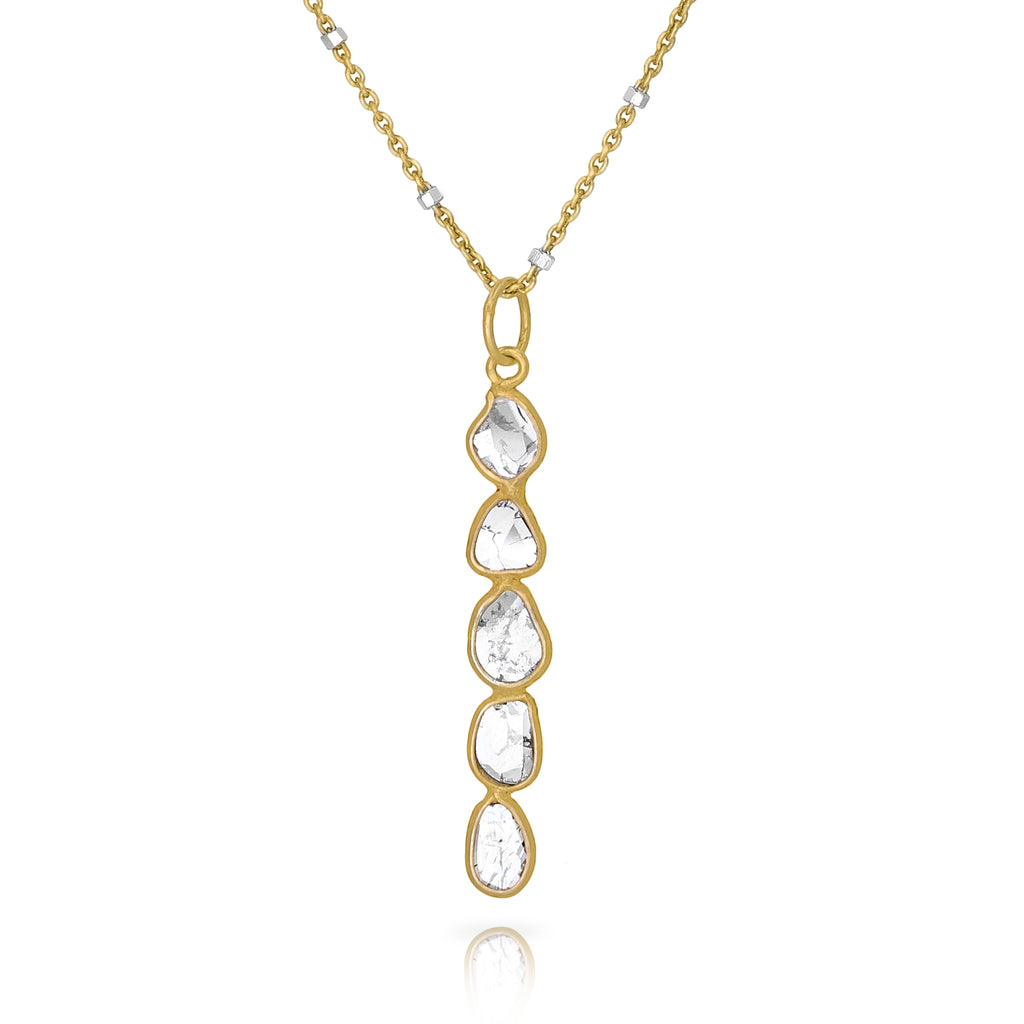 Robindira Unsworth Vertical Diamond Shard Drop Pendant Necklace (Special Order) Szor Collections