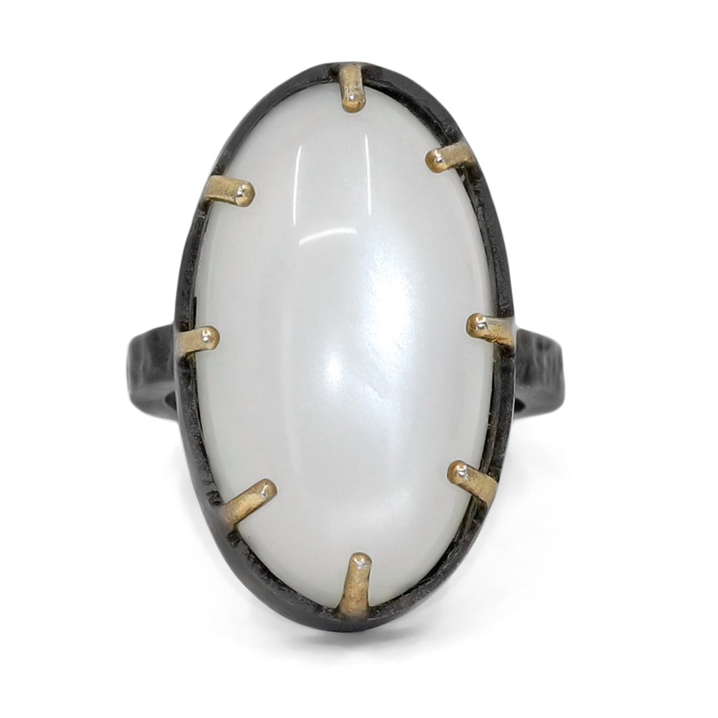 Robindira Unsworth White Moonstone Oval One of a Kind Ring Szor Collections