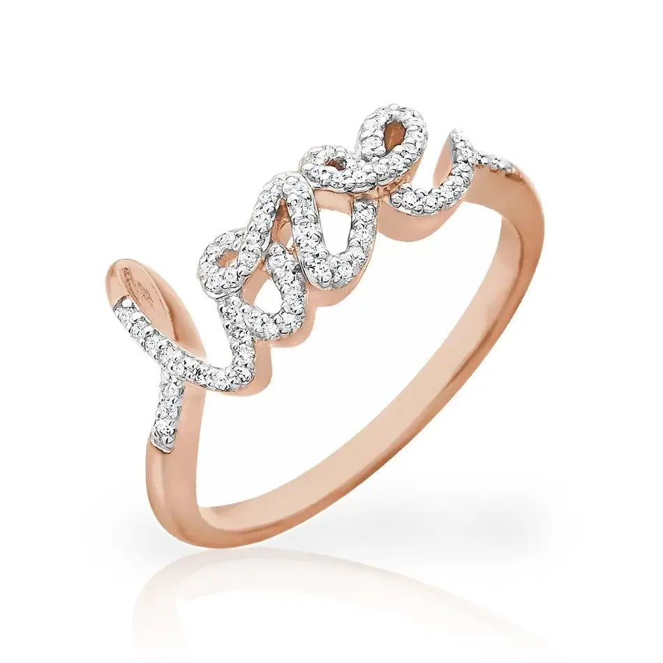 Rose, White, or Yellow Gold + Diamond Love Ring - Szor Collections - Szor Collections