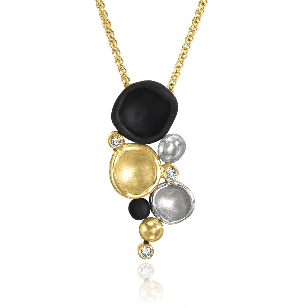 Sarah Graham White Diamond Gold Cobalt Chrome Cluster Drop Necklace (Special Order) Sarah Graham