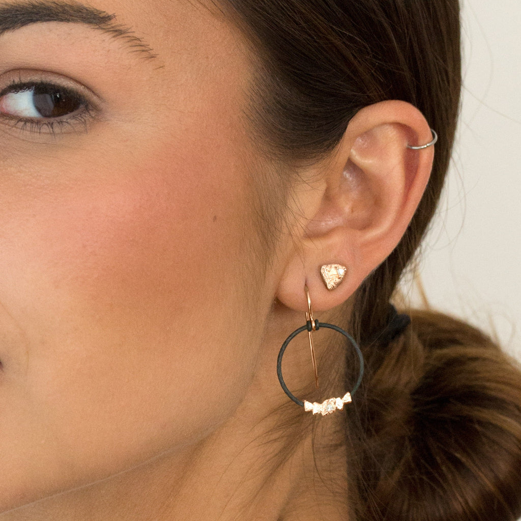 Sarah Graham Trillion-Cut White Diamond Rose Gold Trigon Stud Earrings Sarah Graham