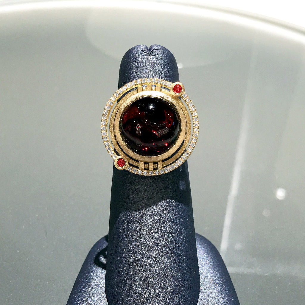 Shimell and Madden One of a Kind Garnet Sapphire Diamond Handmade Ring Shimell and Madden
