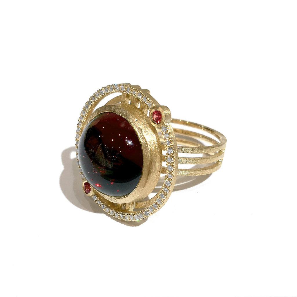 Shimell and Madden One of a Kind Garnet Sapphire Diamond Handmade Ring
