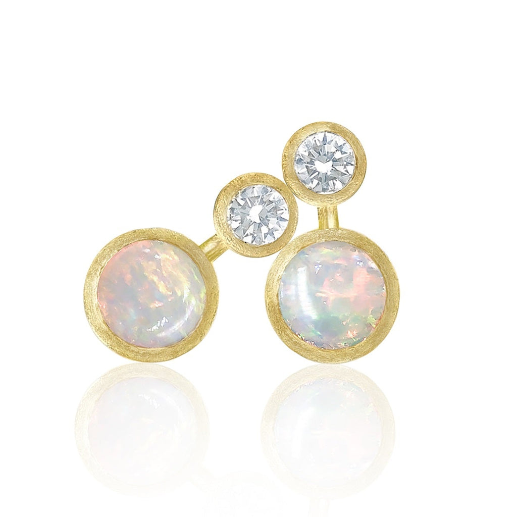 Shimell and Madden Australian Opal Diamond Gold Nova Petite Stud Earrings (Special Order) Shimell and Madden