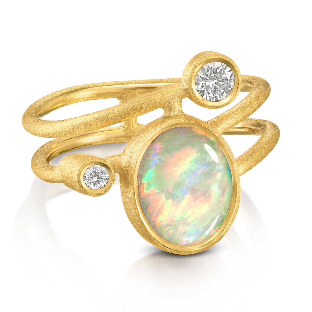Shimell & Madden Australian Opal Diamond Gold Gamma Ellipse Ring Shimell and Madden