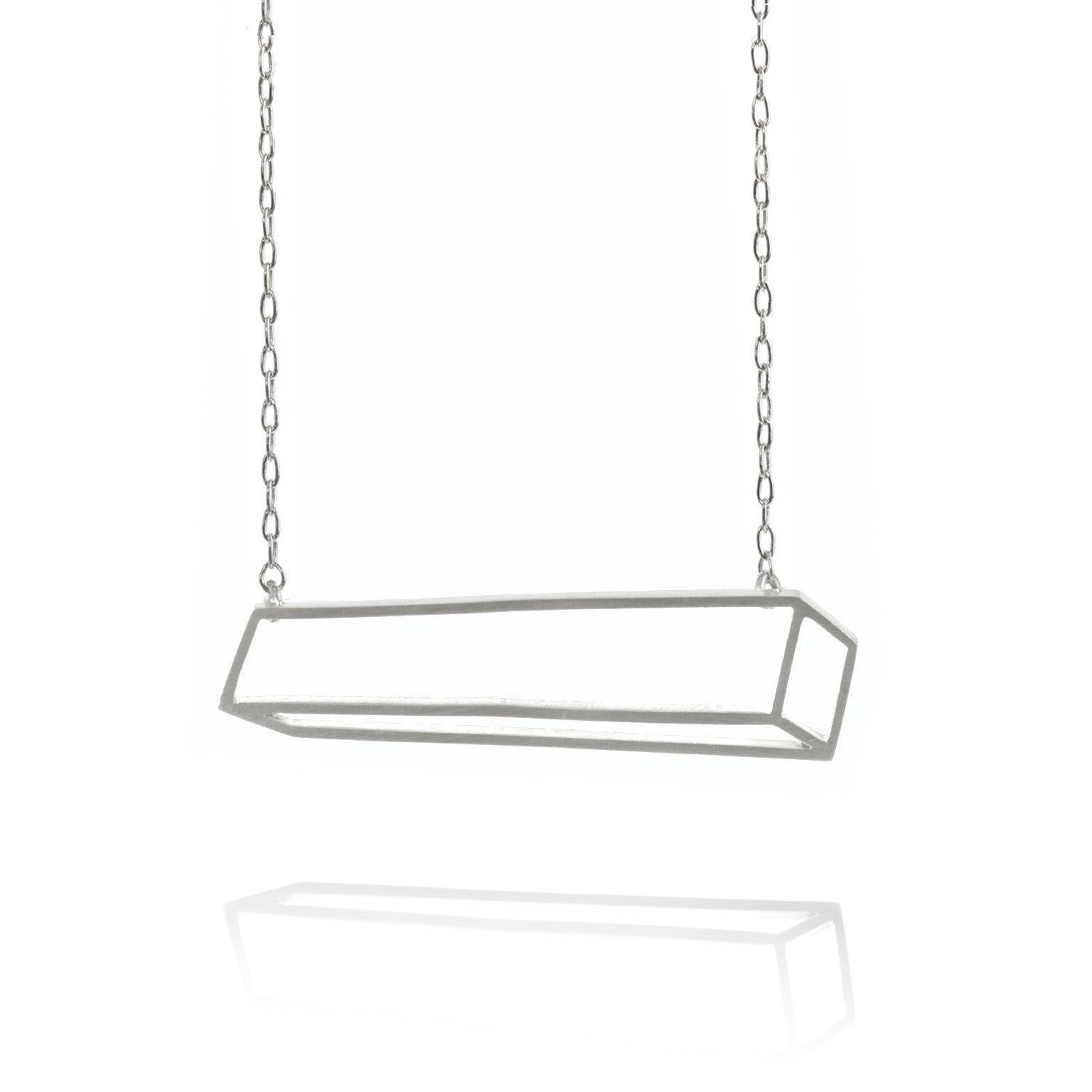 Shimell & Madden Matte Silver Horizontal Bar Necklace