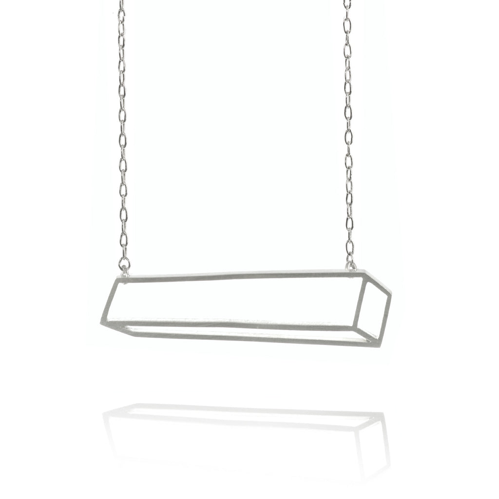 Shimell & Madden Matte Silver Horizontal Bar Necklace Shimell and Madden