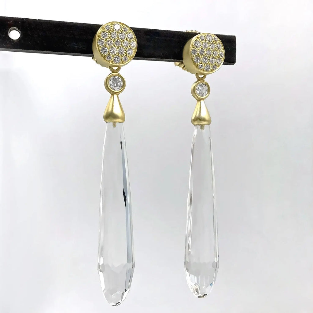 Susan Sadler White Diamond Studs with Detachable Rock Crystal Drop Earrings - Susan Sadler - Szor Collections