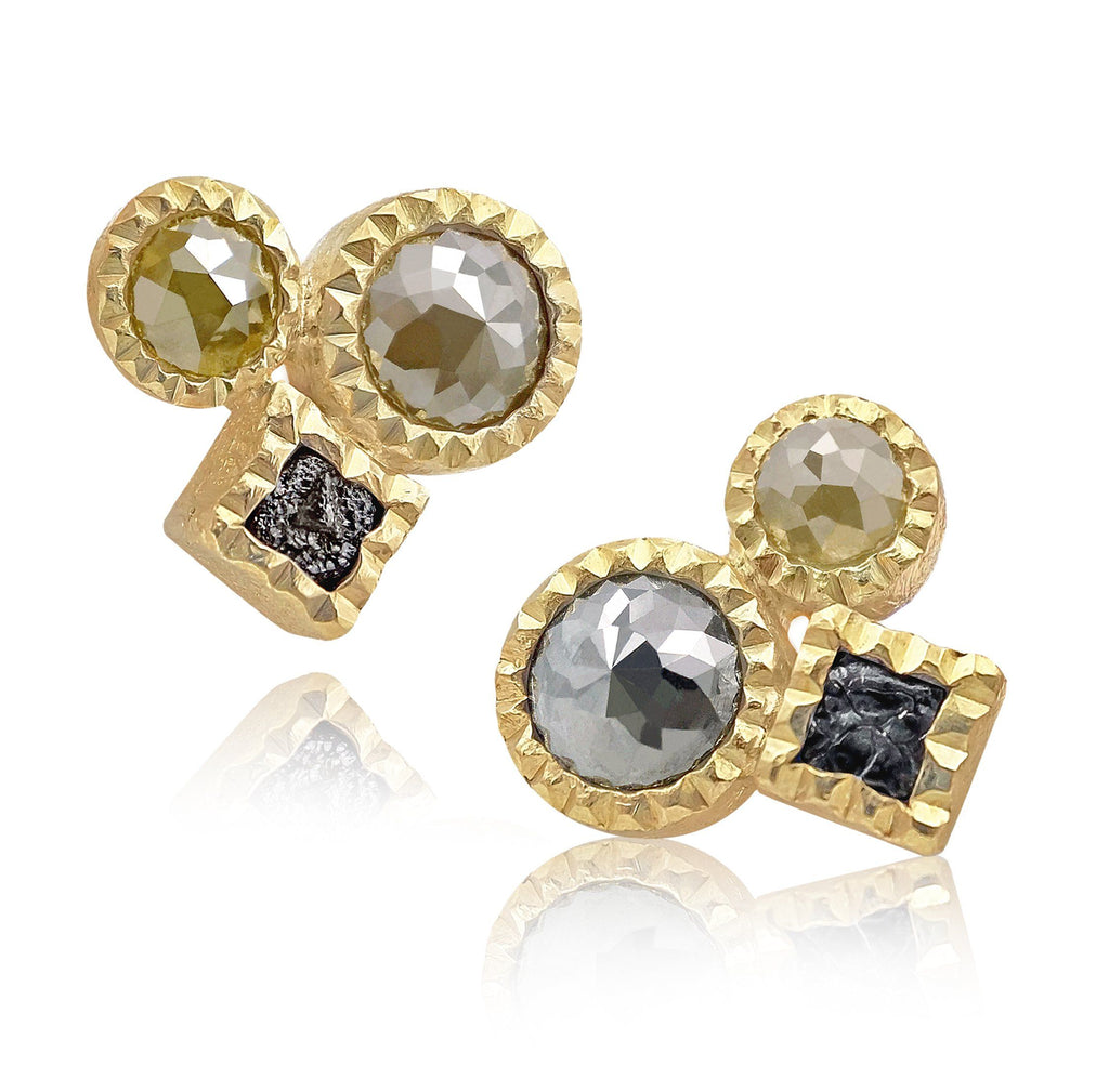 Todd Reed Multi-Diamond Mismatched Triple Stud Earrings (Special Order) Todd Reed