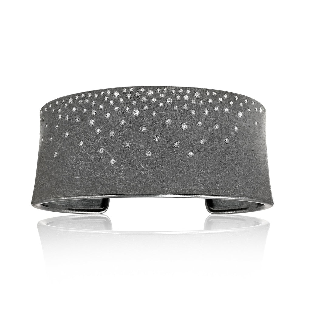 Todd Reed Brilliant Cut White Diamond Silver Patina Cuff Bracelet (Special Order) Todd Reed