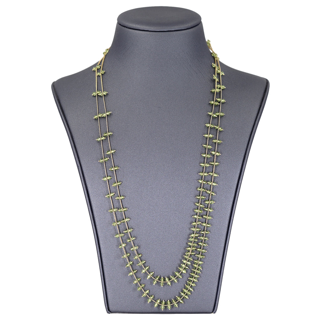 Estyn Hulbert Faceted Peridot Golden Chain Handmade Long Rain Necklace (Special Order) Estyn Hulbert