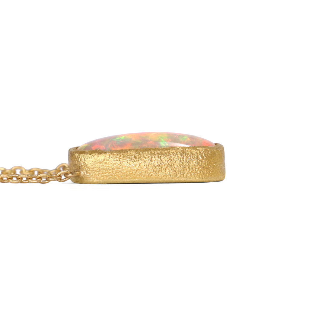 Devta Doolan Gem Rainbow Opal 22k Gold Handmade Chain Necklace Devta Doolan