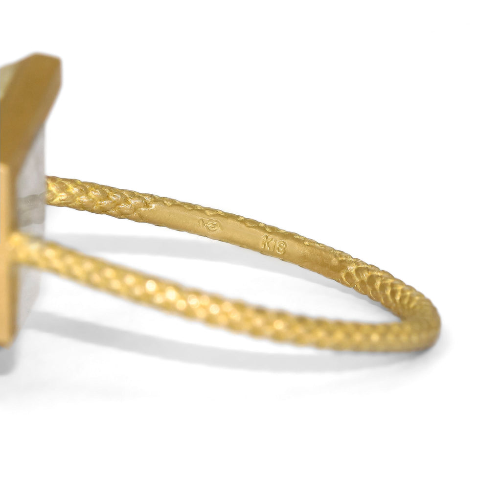 Talkative Golden Needle Rutilated Quartz Gold Prism Ring