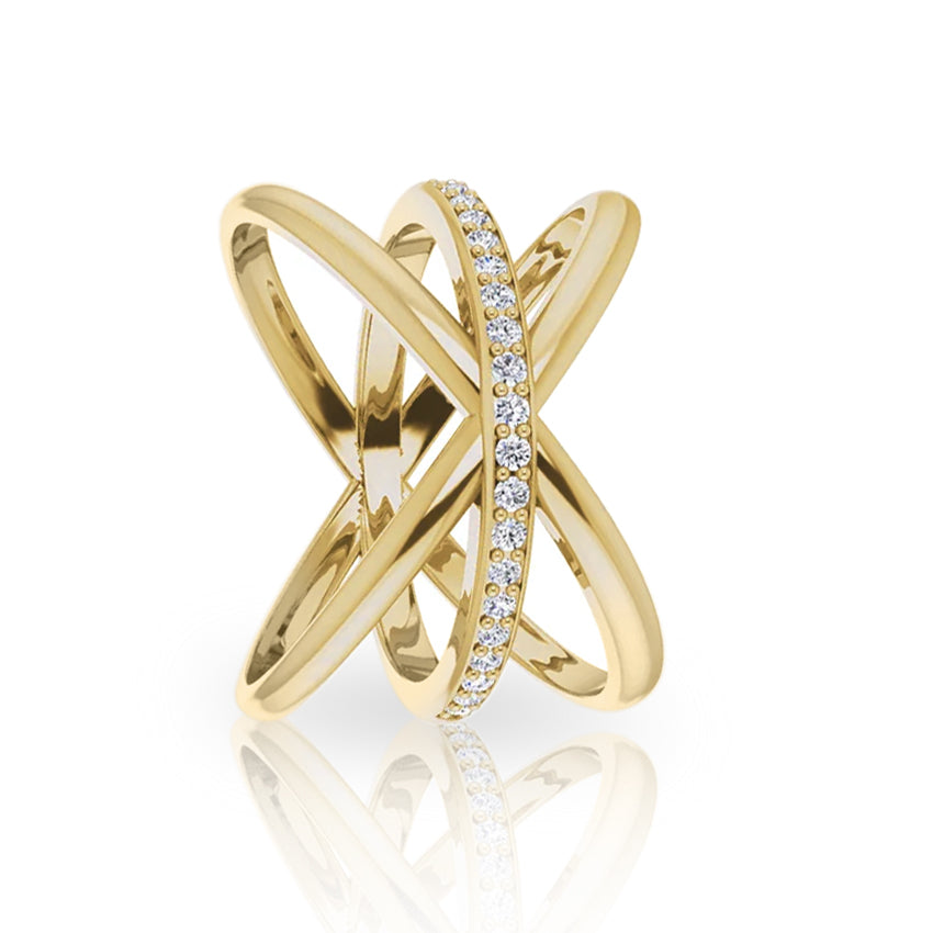 Yellow, Rose, or White Gold + Diamond Intertwine Ring Szor Collections